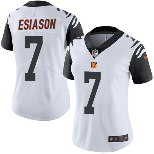 Women's Limited Boomer Esiason Nike Jersey White - #7 Rush NFL Cincinnati Bengals